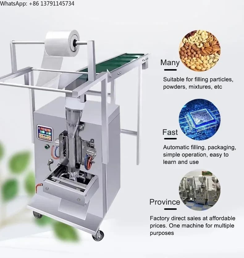 Macchina Imballatrice Verticale Compatta per Sacchetti di Ghiaccio, Caramelle, Granaglie, Pezzi di Ricambio, Fagioli, Frutta Secca, Popcorn, Granuli - Macchina per Confezionamento e Riempimento