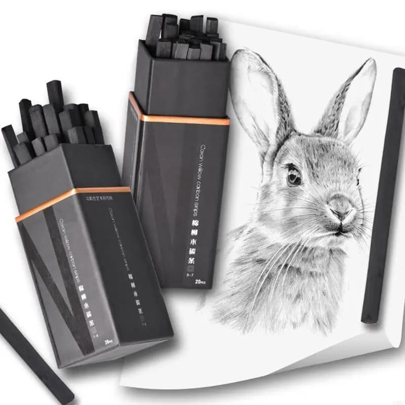 20Pcs Artist Willow Charcoal Pencils Soft Willow Charcoal Sticks For Sketching Portrait Painting Detailed Shading 896C