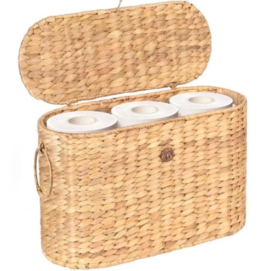 Cestini Porta Carta Igienica in Giacinto d'Acqua, Cesto Porta Carta Igienica per 6 Rotoli con Manici Integrati