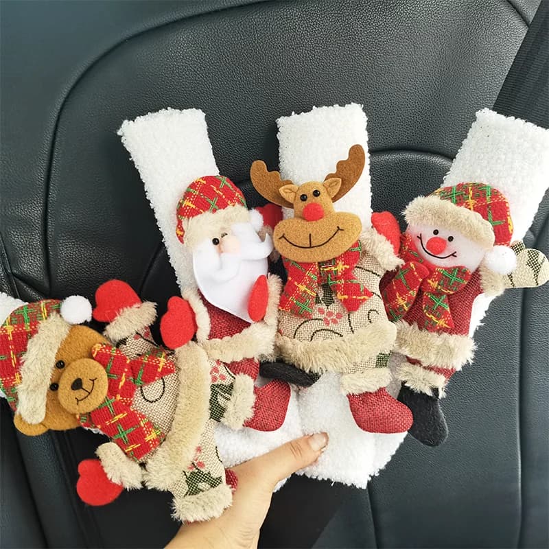 1PC Christmas doll safety belt for car cover cute holiday decoration car gift pillow festive for safety belt