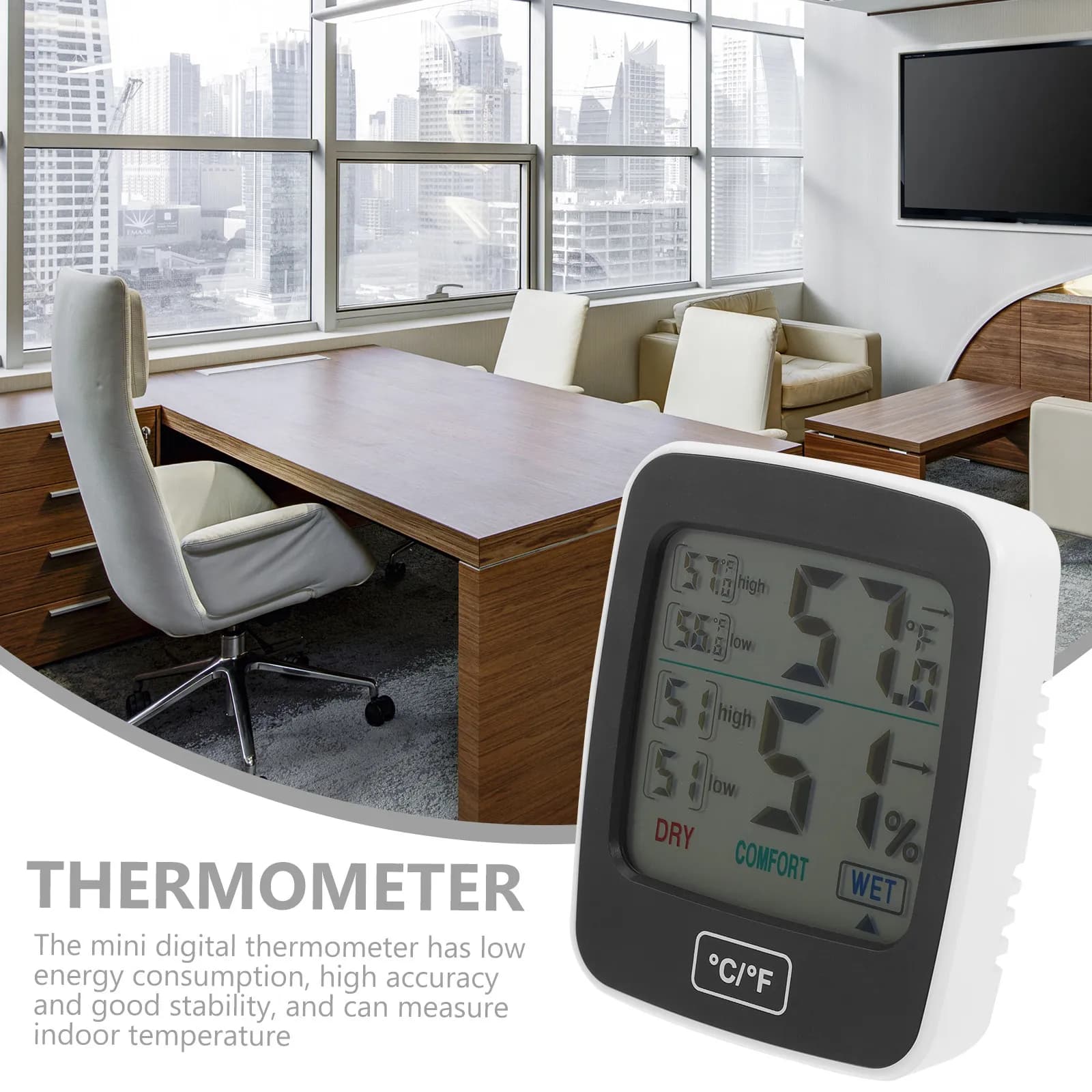 Digital Hygrometer Thermometer Multipurpose Compact Indoor Temperature Humidity Monitor for Home Office Greenhouse Wine Cellar