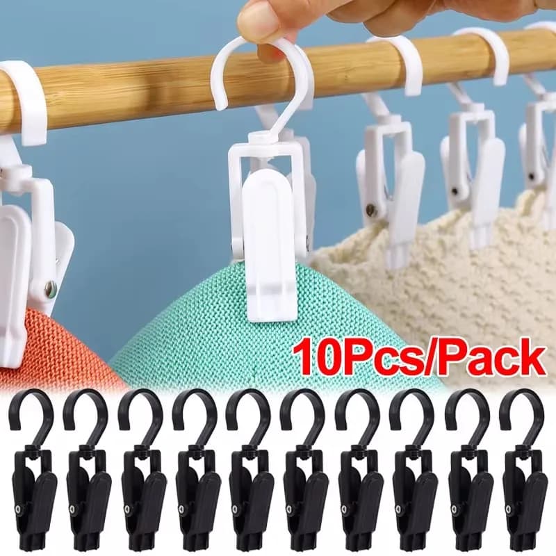 10 pezzi mollette rotanti mollette in plastica mollette appendiabiti ganci per bucato cappello da bagno calzini asciugamani Clip portaoggetti appesa