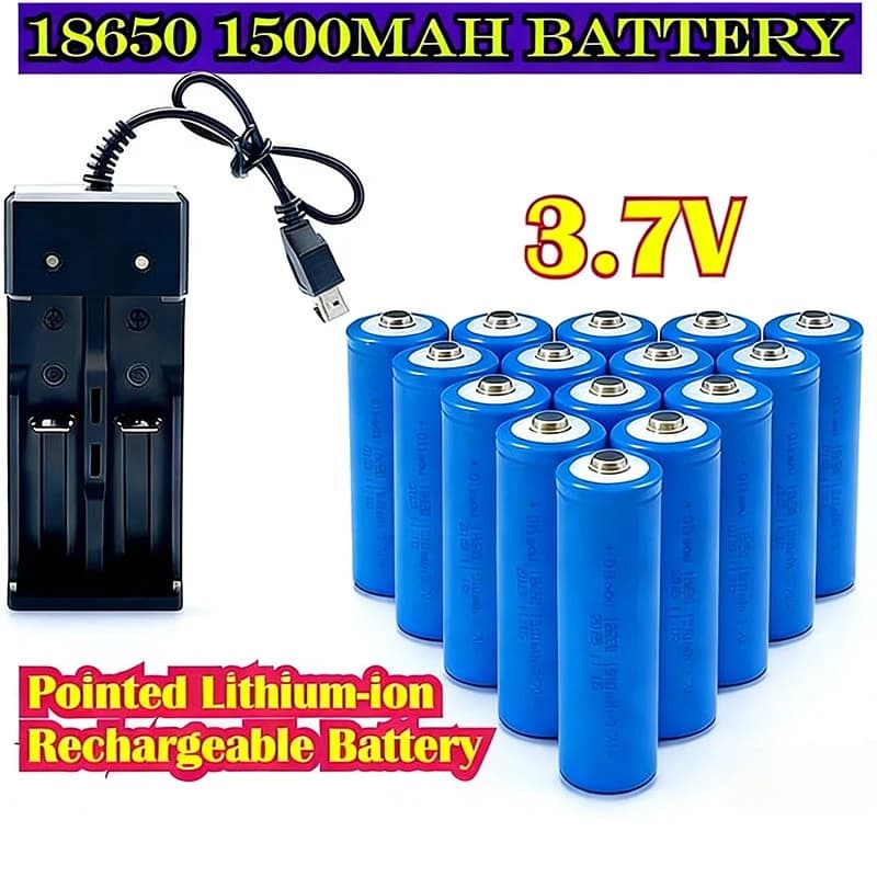 Nuova batteria ricaricabile agli ioni di litio a punta 18650 1500mah 3.7V adatta per torcia luminosa mini ventilatore elettrico batteria di ricambio