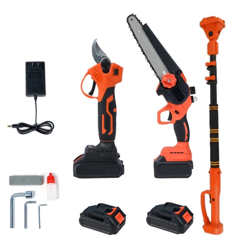 Electric cordless lithium power garden pruning shears DIY scissors tree branch pruning shears telescopic rod chain saw