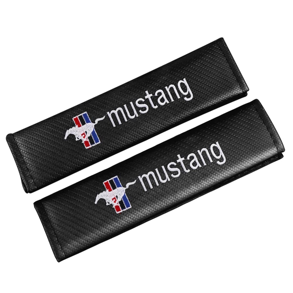 1/2pcs Carbon Fiber Seat Belt Cover Soft Belts Shoulder Protection Pads For Mustang Transit Fiesta Mondeo Shelby Edge Kuga