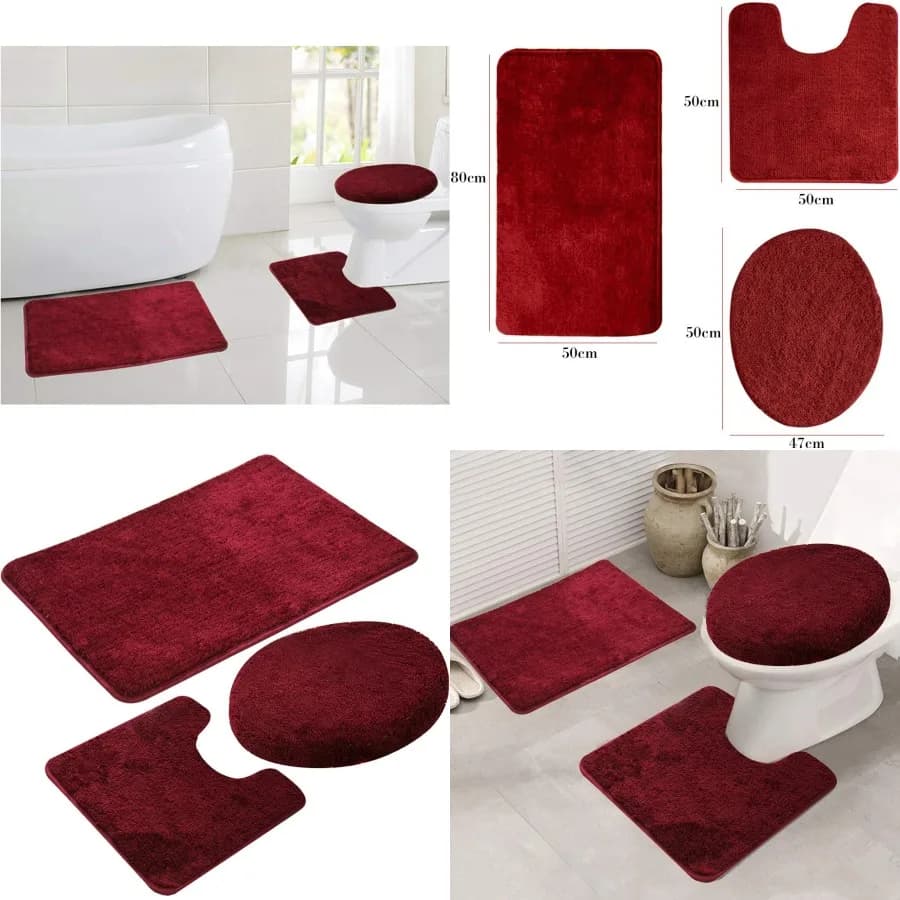 Set di tappeti da bagno da 3 pezzi per uso domestico Tappetini da bagno antiscivolo con struttura ultra morbida e alta assorbimento Comodo Contou a forma di US