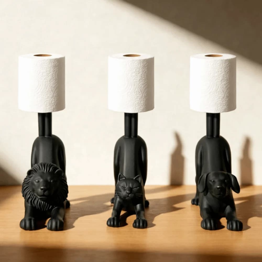 Portarotolo Multifunzione a Forma di Leone per Cani e Gatti, Ornamento Creativo 3D per Carta Igienica, Divertente Decorazione per Cucina