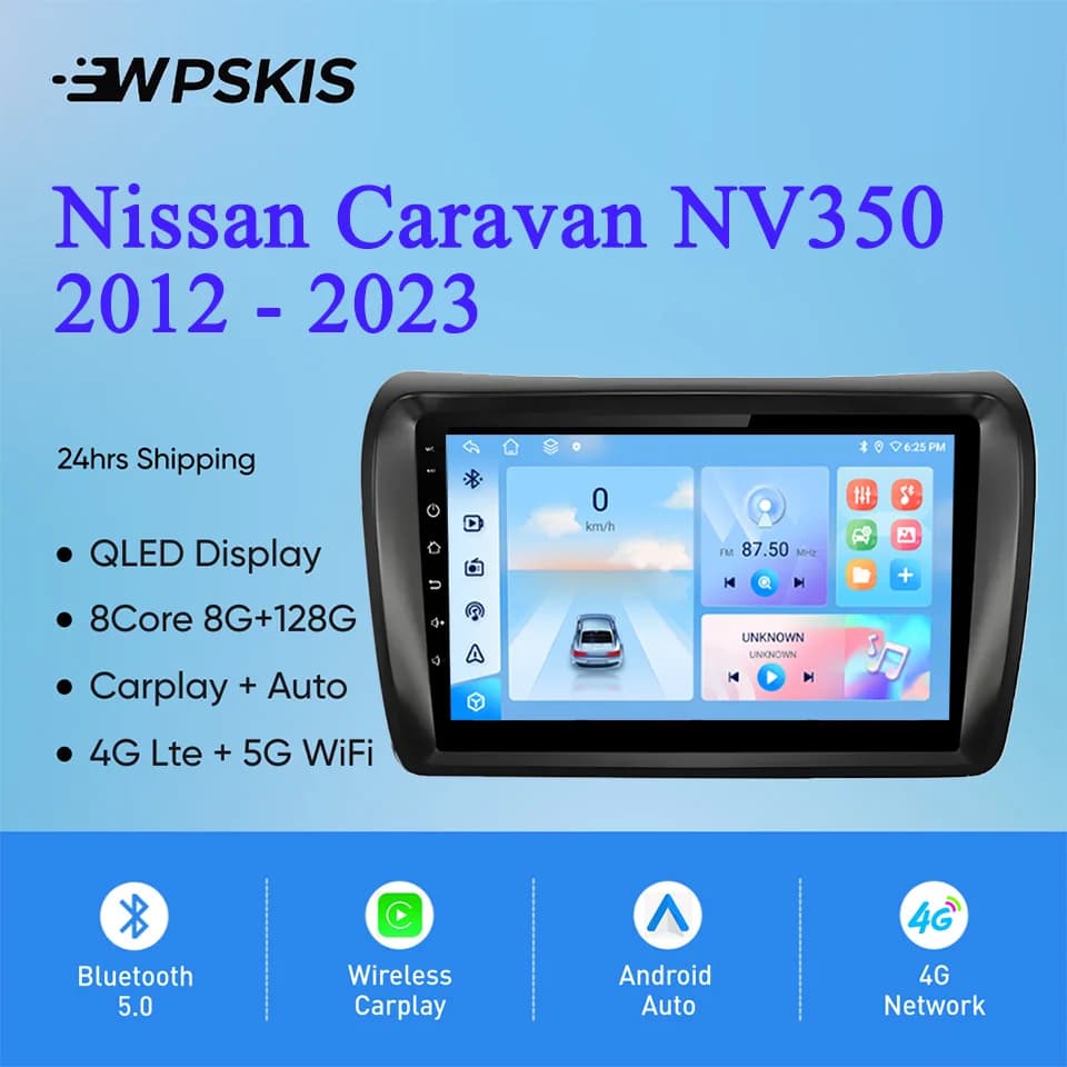 Android 14 8G + 128G Per Nissan NV350 Caravan 2012-2023 Auto Radio Stereo Multimedia Video Lettore DVD GPS Navi 4G Lte WiFi Carplay