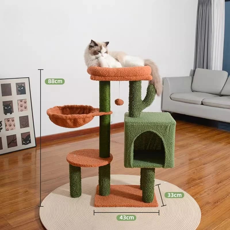 Torre per Gatti di Lusso con Tiragraffi, Struttura in Legno per Arrampicata, Giocattoli e Lettiera, Arranhador Para Gato, Decorazione per la Casa