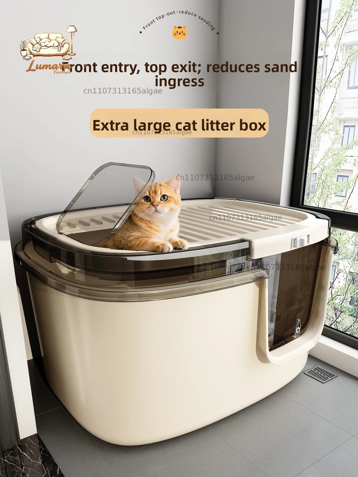 Jumbo Enclosed Cat Litter Box Top Entry Design Extra Large Anti Splash Maine Coon Toilet