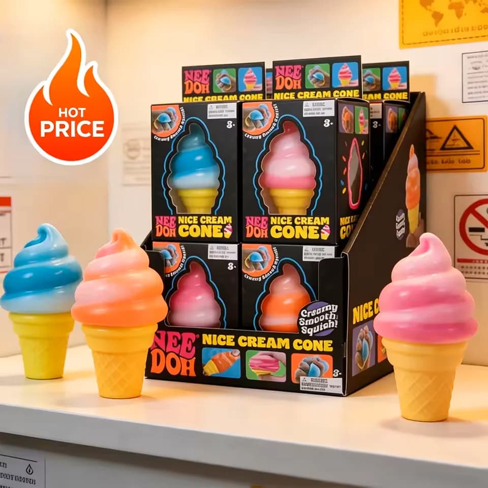 Nuovo Giocattolo Antistress Sensoriale a Forma di Cono Gelato Colorato Nee-Doh per Ansia e Concentrazione, per Adulti e Bambini