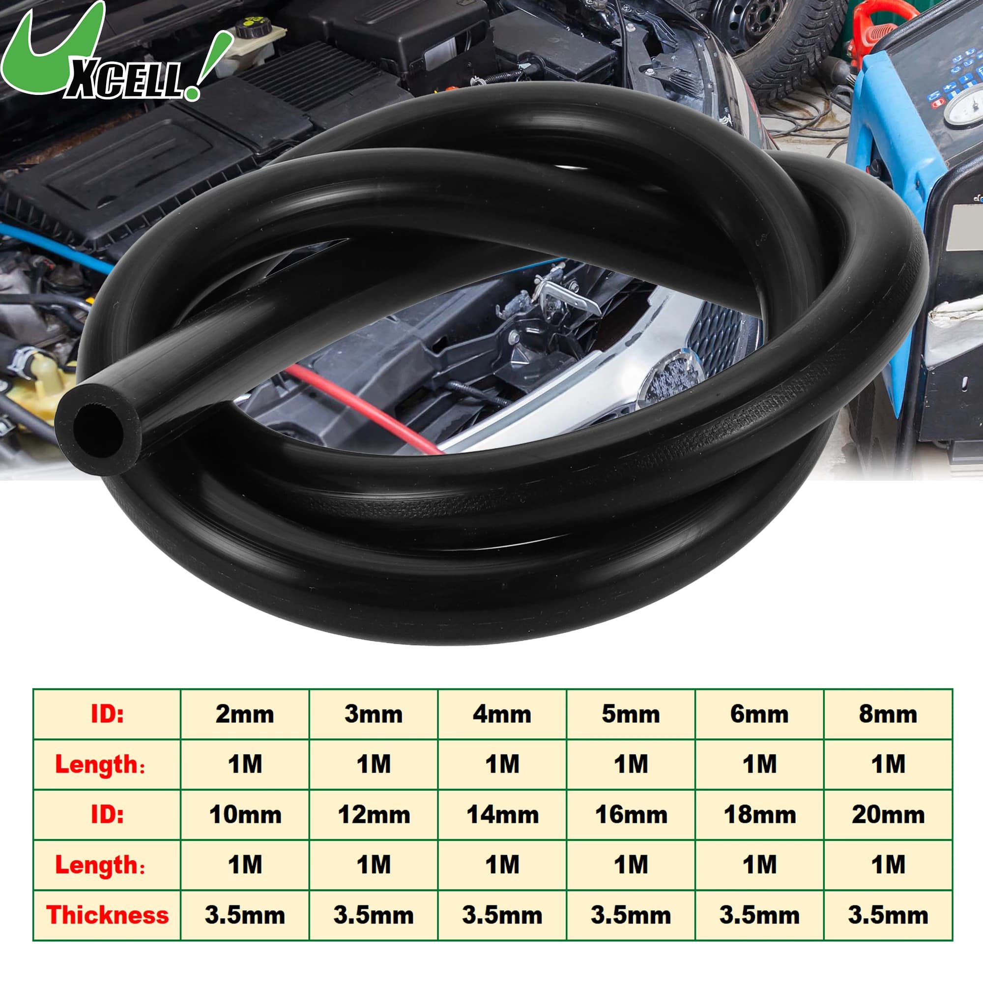 Tubo Flessibile in Silicone per Vuoto, Lunghezza 1M, Linea di Aspirazione per Auto, Alta Temperatura, Diametro Interno 2mm-20mm, Spessore 3.5mm