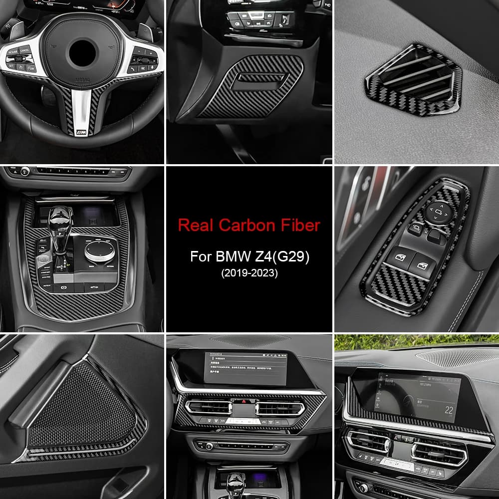 Carbon fiber for BMW Z4 G29 2019 2020 2021 2022 2023 Car Interior Trim steering wheel Vent decoration Cover Sticker
