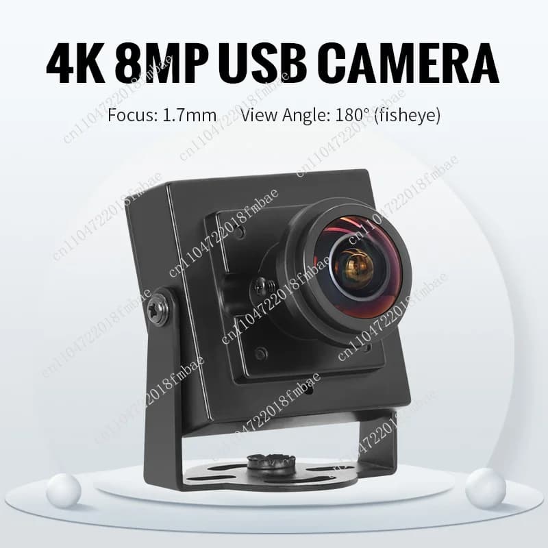 8MP 1.7mm 180 degree fisheye lens 4K high definition webcam 30fps CMOS sensor 3200 Imx317 mini USB industrial camera UVC