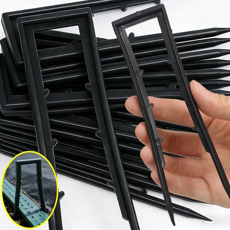 30/10x Perni da Giardino in Plastica Rinforzata a Forma di U, Graffette per Paesaggistica per Tubi di Irrigazione, Barriere Anti-Erba per Prato e Giardino