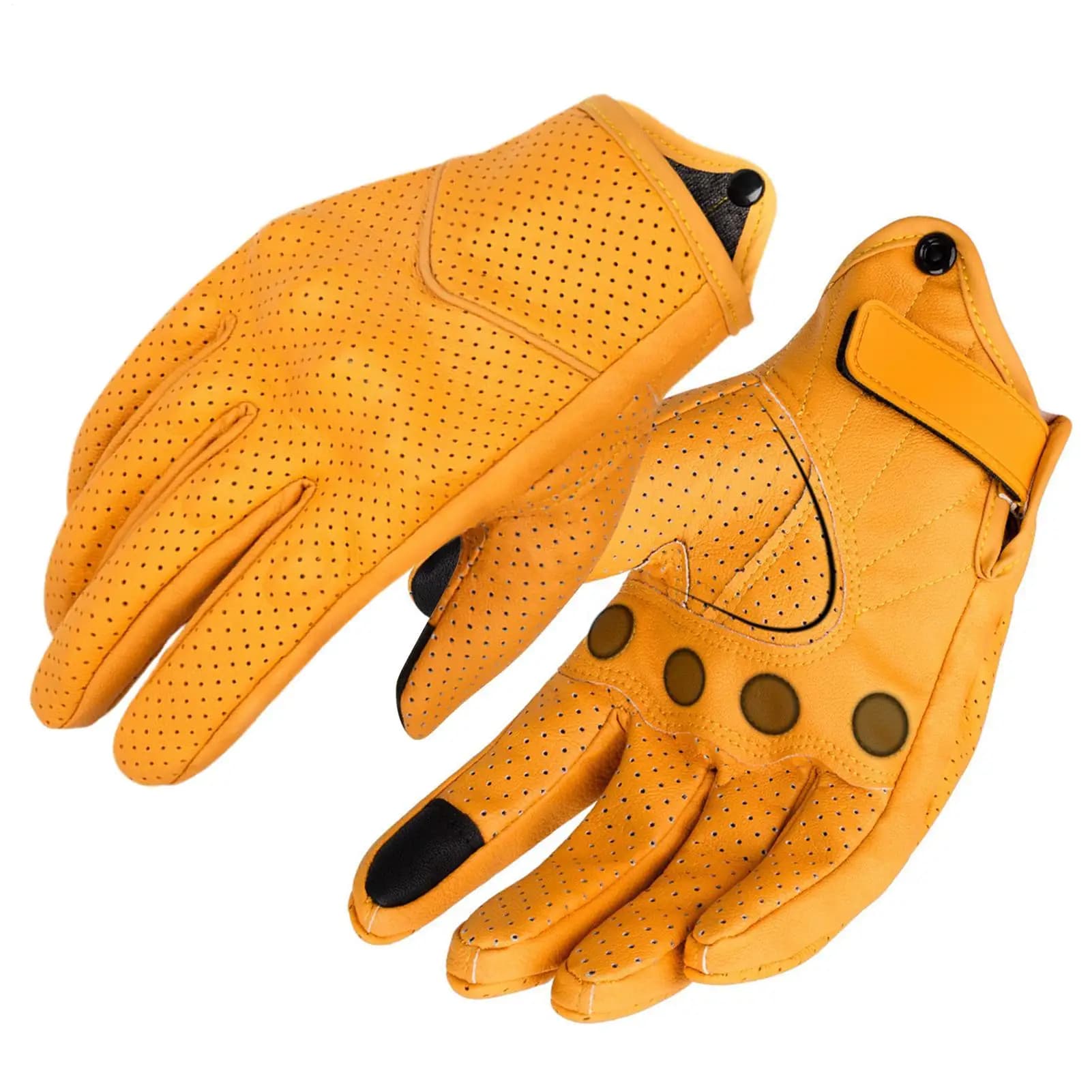 Yellow Motorcycle Breathable Racing Gloves Summer Perforated PU Leather Motocross Glove Men Women Motorcyclist Protected Gloves