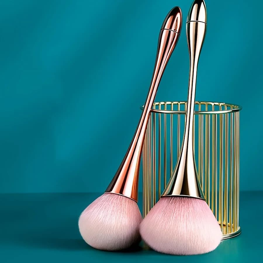 Pennello per trucco morbido singolo a vita piccola Pennello per fard in oro rosa Strumento professionale Pennello per cipria soffice e sciolto Pennello per spolverare per manicure