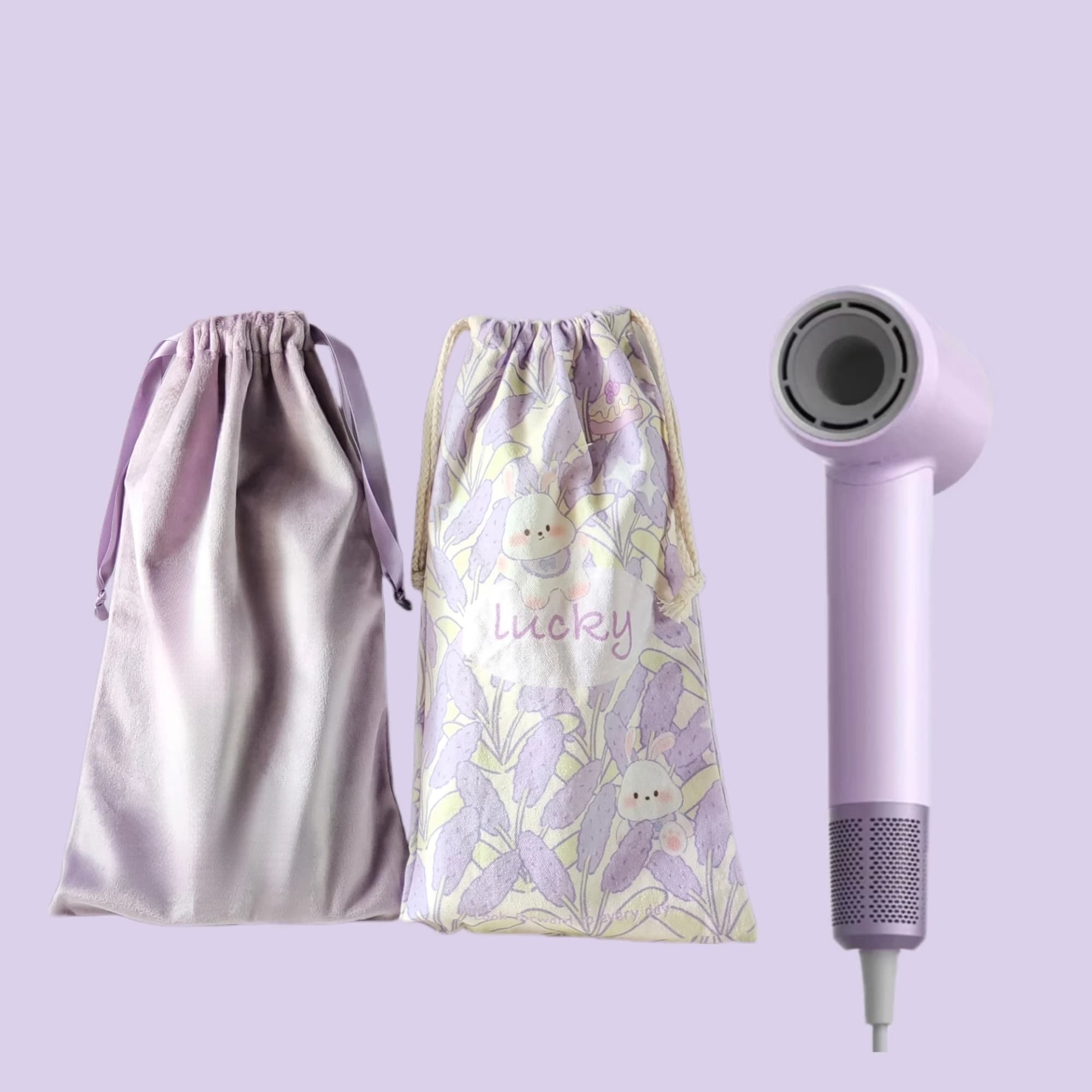 Borsa portaoggetti da viaggio per asciugacapelli adatta per Le*f*n D*s*n, tessuto di velluto di tela, sacchetto per la polvere con coulisse