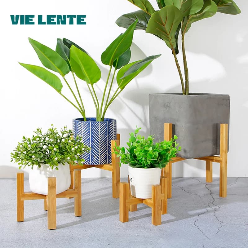 Plant flower pot holder, small shelf for durable wooden trays, ground bonsai holder, interior accessories, home garden display