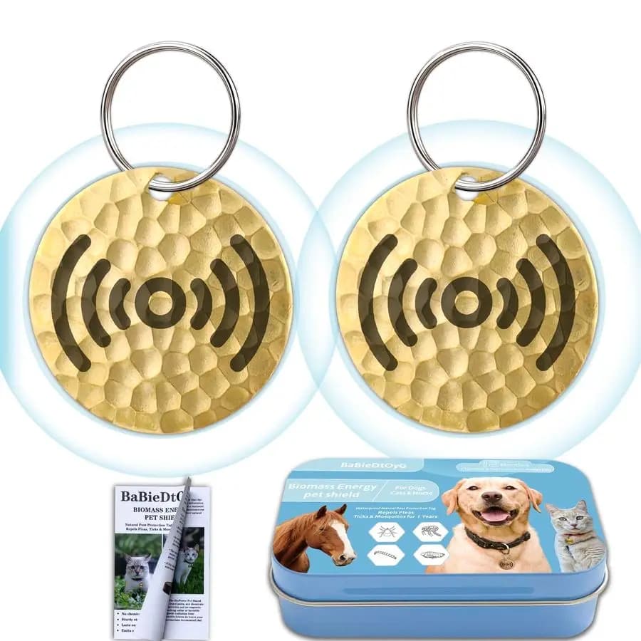 Ciondolo per collare repellente per zecche con amplificatore per pulci per cani, gatti, 12 mesi, resistente all'acqua, energia alla biomassa, scudo per animali domestici, sicuro per l'uso