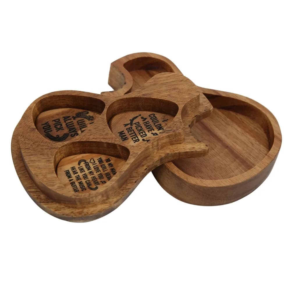 3 Pcs Guitar Pick ​Guitar Pick Set​ ​Plectrum Container​ Guitar shaped ​Guitar Pick​ Engraved​ ​With Case​