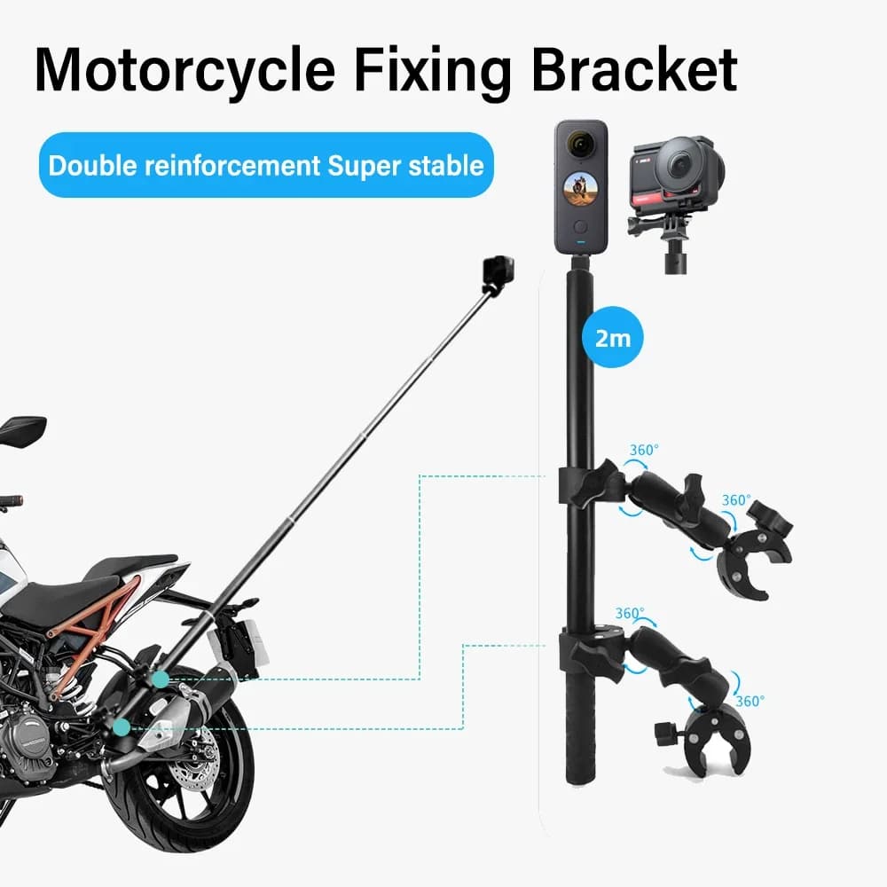 Per insta360 X4 X3 X2 Moto Panoramica Selfie Stick Bike Monopiede Manubrio Staffa di Montaggio per GoPro Max Hero 13 Accessori