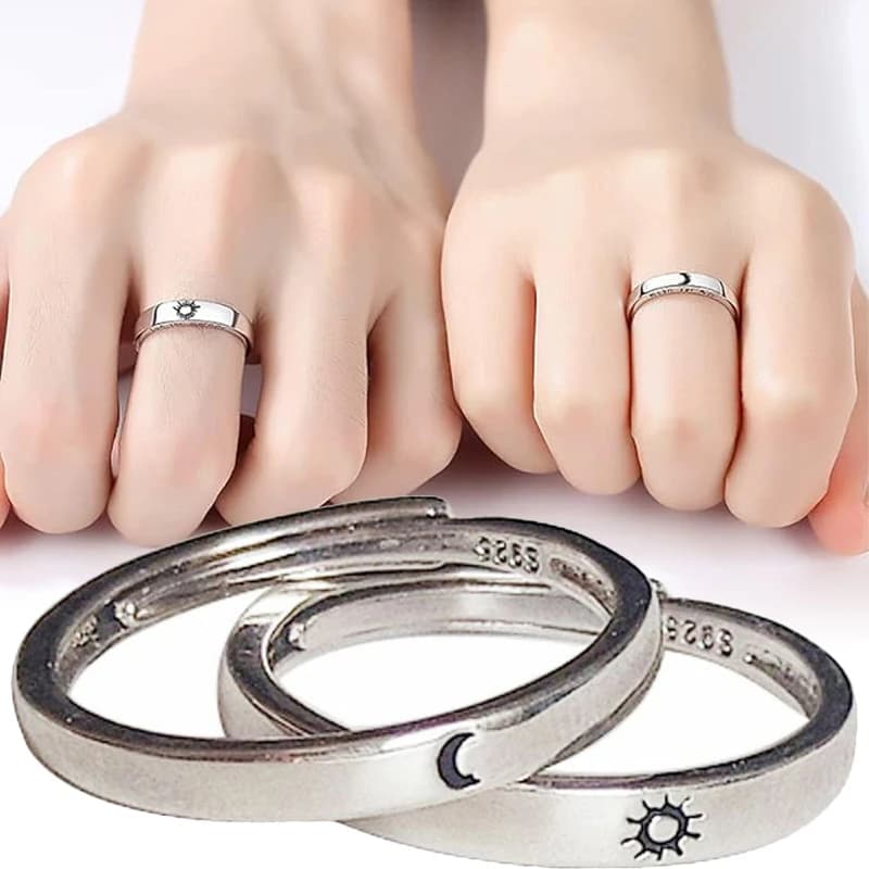 1/2 pezzi semplici anelli per coppie sole luna donna uomo moda apertura regolabile amante in acciaio inossidabile regali di San Valentino anello gioielli