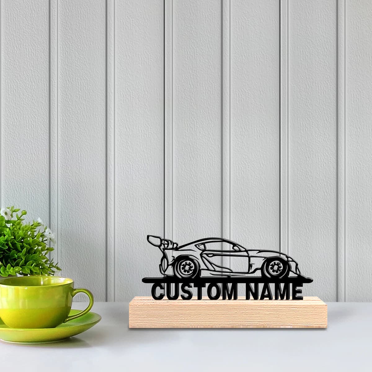 Decorazione d'interni moderna con base in ferro e legno, personalizzabile con texture di lusso leggero, a tema auto da corsa. Adatta come regalo per avvocati, per l'ufficio.
