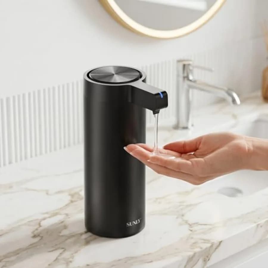 Touchless Automatic Soap Dispenser for Kitchen Bathroom Smudge-Resistant Stainless Steel, Black, Clog-Free Pump, 0.2s Fast Sens