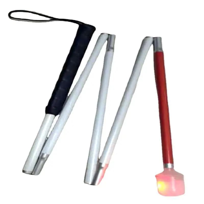 126cm Trekking Stick in Aluminium Alloy, Reflective Stick for Hiking, Walk Stick for Not Seekers, Foldable in 5 Sections with Light