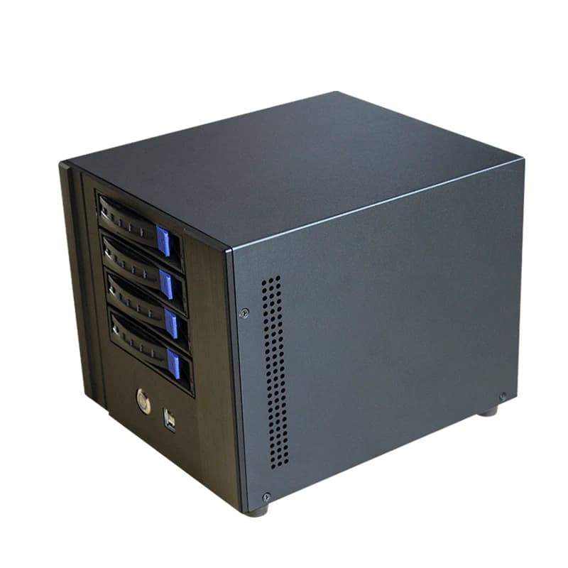 Network NAS Storage SECC Server Chassis Home Use Data Storage Desk Top Mini-ITX NAS Case 4 Bays Server Chassis