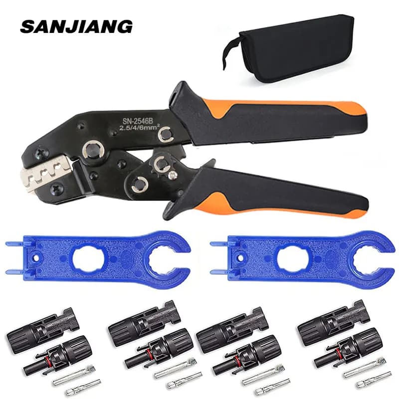 SN-2546B Strumenti di crimpatura per connettori solari fotovoltaici per AWG14-10 (2,5/4/6 mm2) Cavo fotovoltaico per pannelli solari Mini pinza a crimpare manuale Kit morsetto