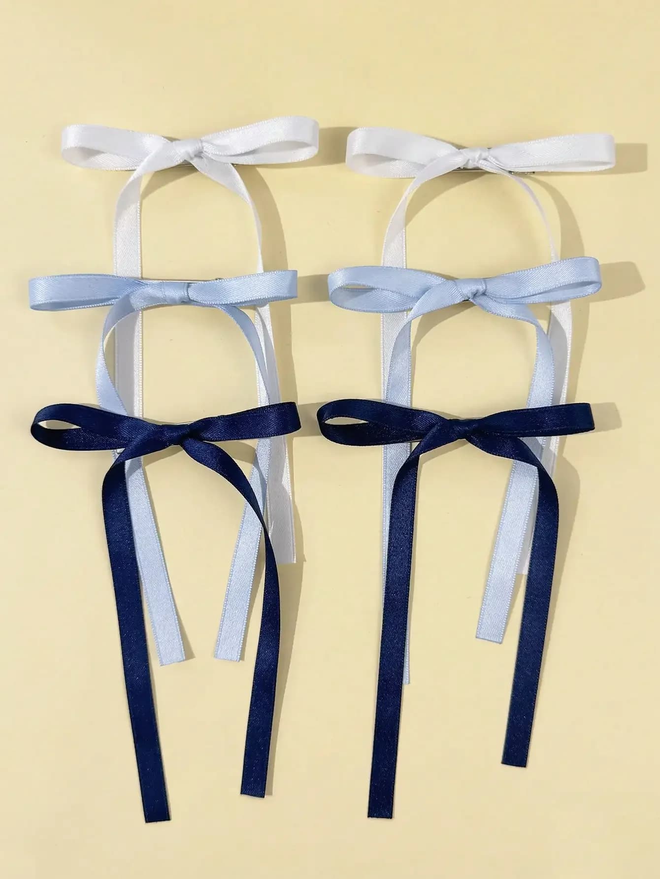 Set da 6 fermagli per capelli da donna minimalisti in tinta unita con nastro, per decorazioni di matrimoni e festival