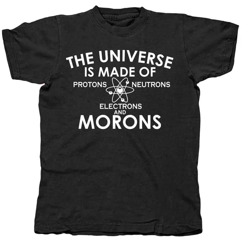 Protons Electrons Morons Maglietta divertente da uomo per lui o il suo film della cultura pop