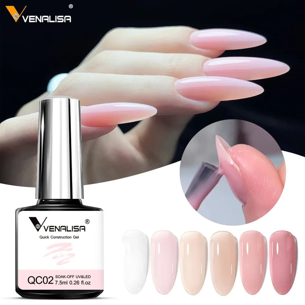 VENALISA Gel da costruzione rapido da 7,5 ml, smalto gel gelatina semitrasparente, gel rinforzante Soak Off