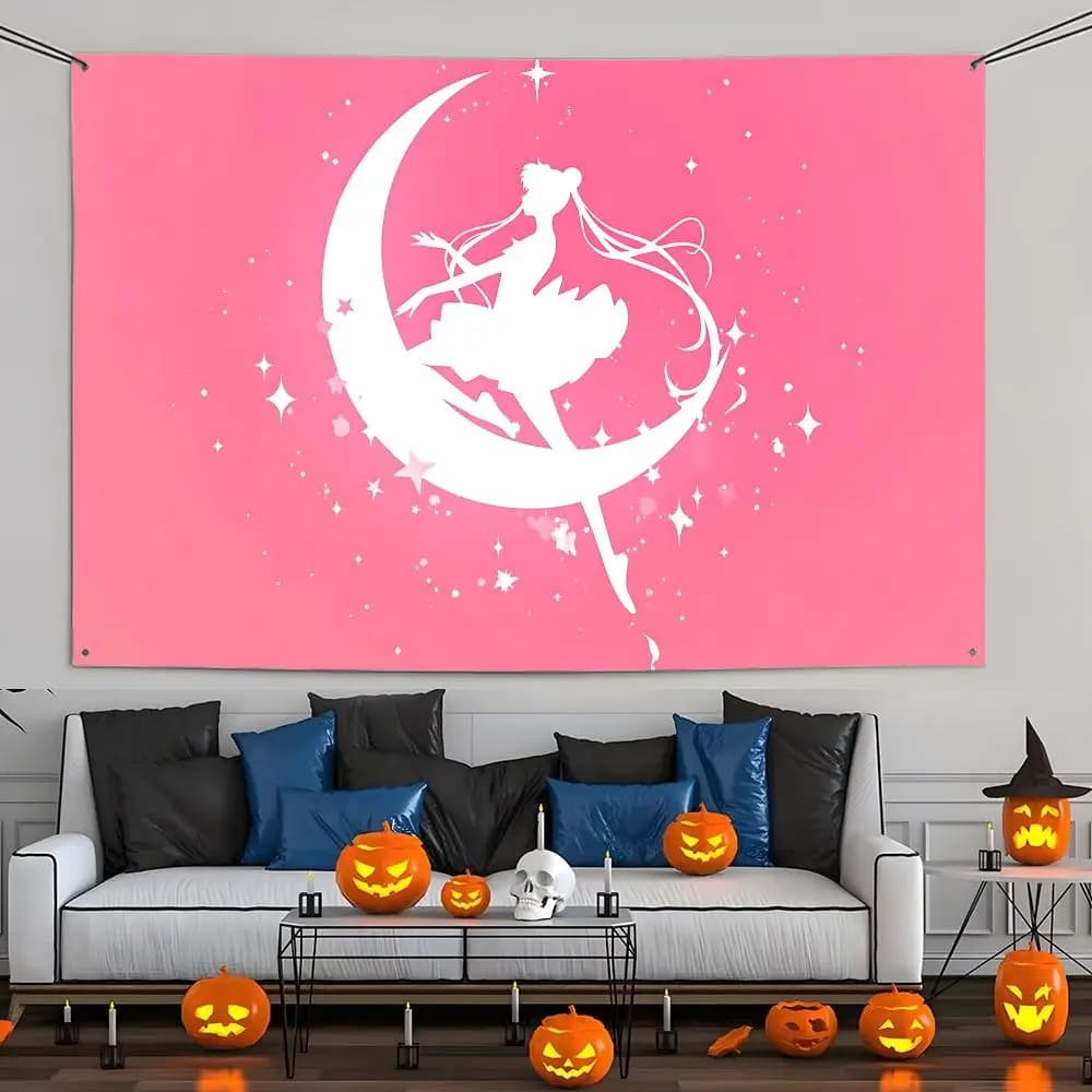 Hot Anime S-Sailor M-Moon Flags Wall Hanging Tapestry Outdoor Decorative flag Background Blanket