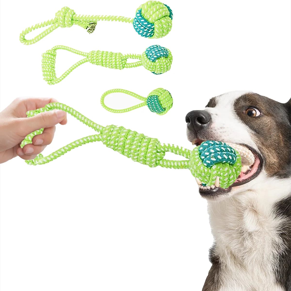 Toy with durable rope for electric chewingers | Toy for chewing and dental dogs with multilayer trailer | Non-slip handle for indoor/outside use
