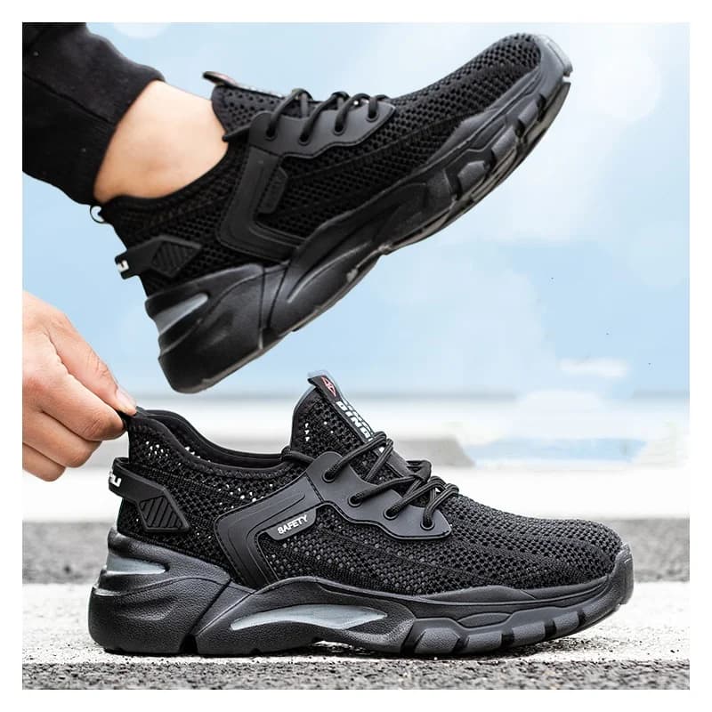 uomo moda puntale in acciaio traspirante scarpe air mesh stivali da lavoro estivi all'aperto scarpe da ginnastica di sicurezza per lavoratori calzature di sicurezza proteggono