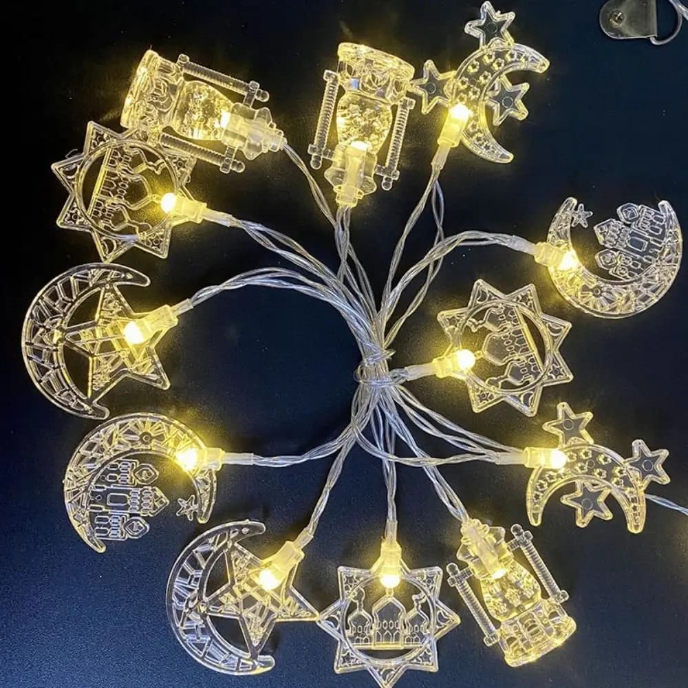Luci a Stringa EID Mubarak 1,5 M, 10 LED a Batteria, Luci Decorative Islamiche per Festival Musulmani, Illuminazione per Camera da Letto