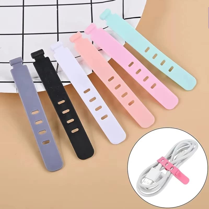 20 Pezzi Fascette in Silicone Riutilizzabili Portatili, Organizzatore per Cavi, Clip per Gestione Cavi USB da Scrivania e Auricolari