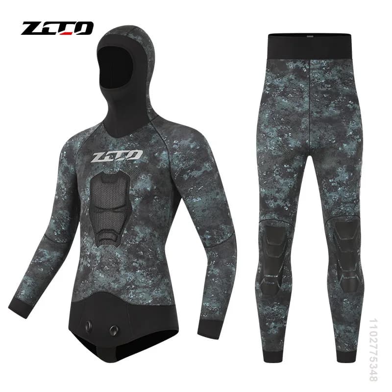 Men's Mute Underwater Fishing Muta in Neoprene premium camouflage Pants Top surfsuits Scuba Diving Suit Hooded sweatshirt Snorkeling suits