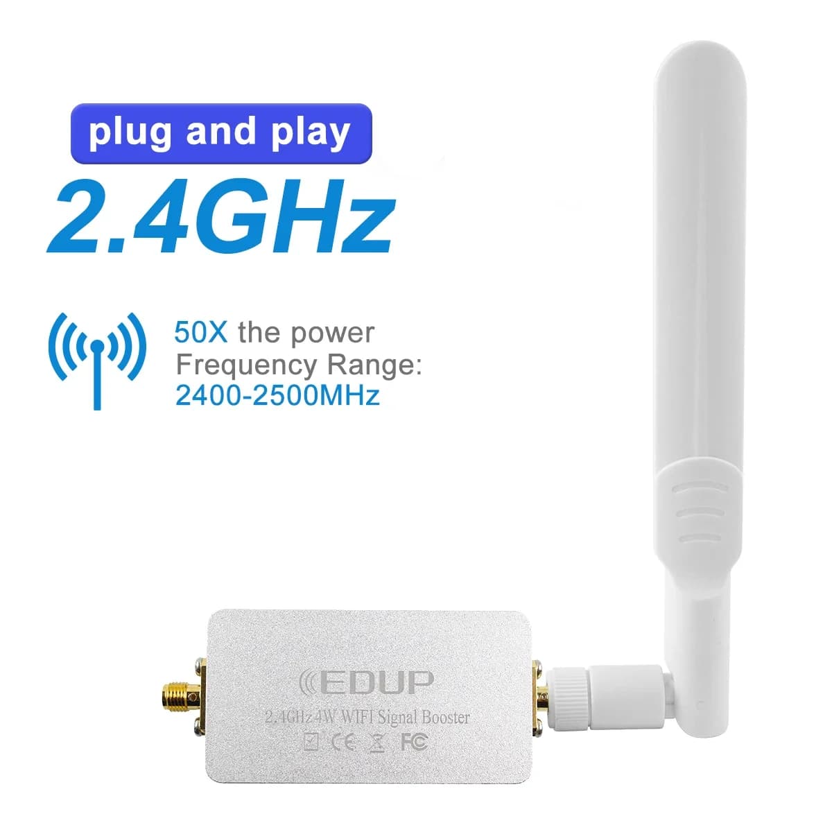 EDUP Wifi Booster 4W Amplificatore di segnale Wi-Fi 2.4GHz WiFi Extender Staccabile Antenna Gamma Estendi Ripetitore per Router