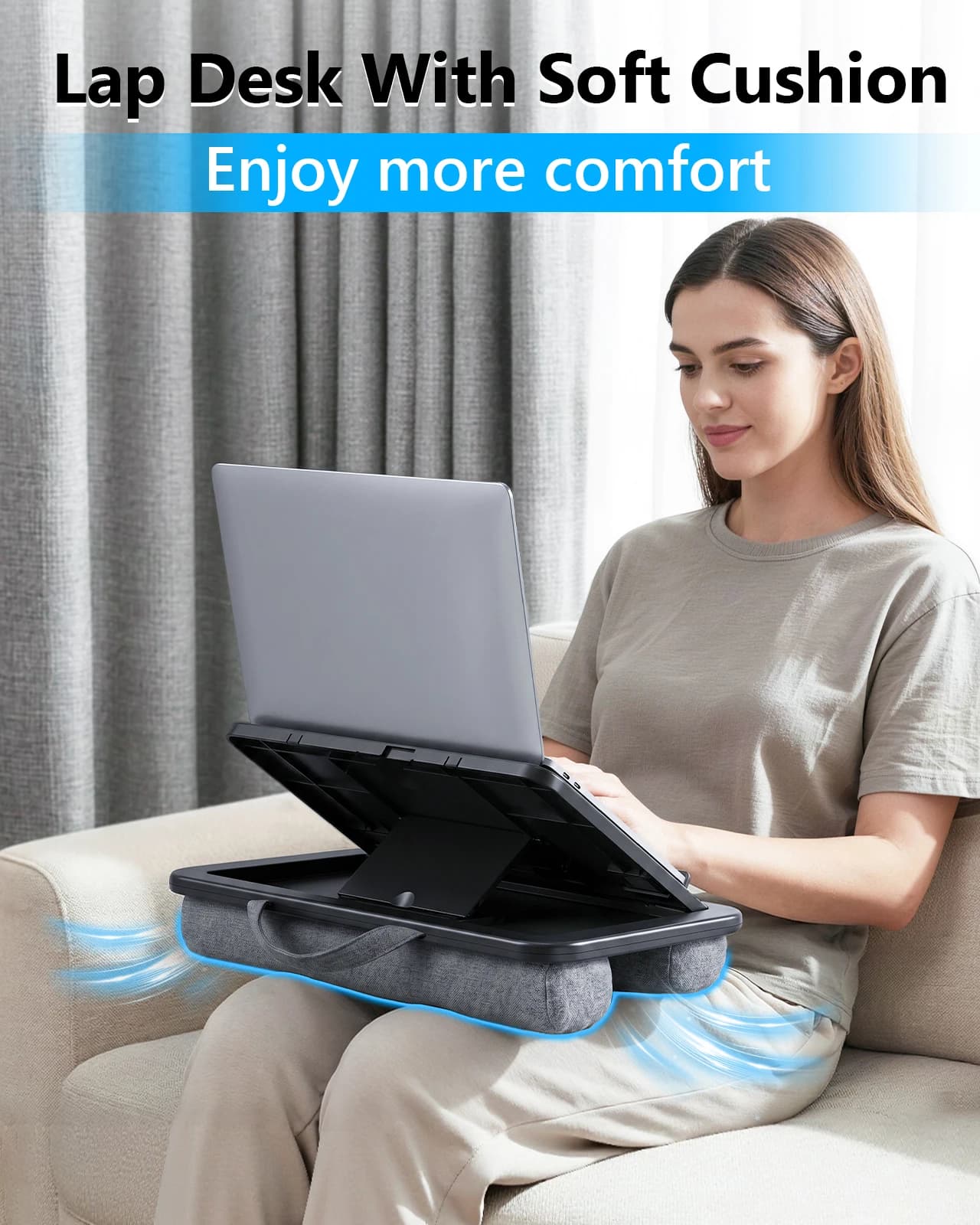 Supporto per Laptop da Ufficio Oatsbasf con Cuscino Morbido, Scrivania Portatile Regolabile, Supporto per Tablet per Notebook fino a 15.6 Pollici
