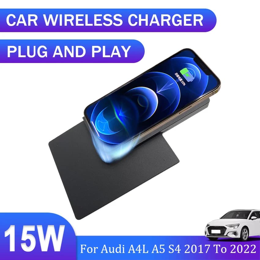 QI Wireless Charger for Car 15W, Quick Charging Base, Phone Support, Wireless Phone Charger, Audi A4L A5 S4 Accessories from 2017 to 2022