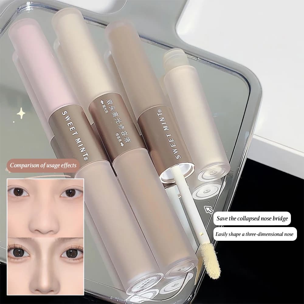 Highlight and shader for double end liquid contours in one Create a stick for long lasting natural contours