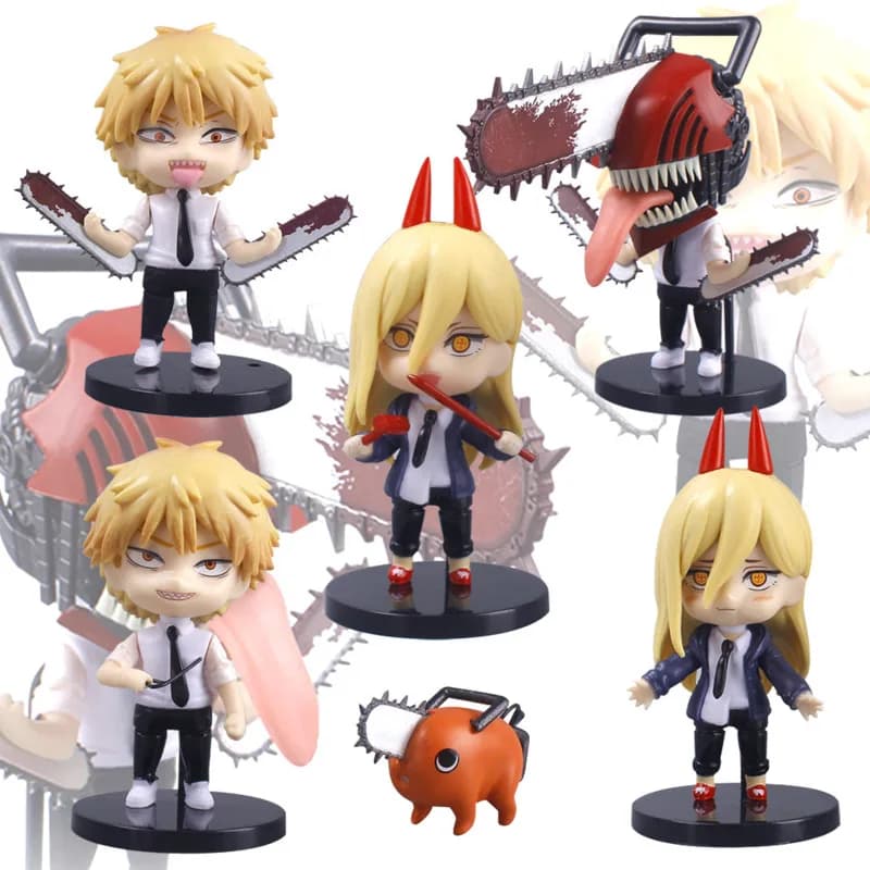 Nuovo in Stock Set di 6 Pezzi Figure Anime Chainsaw Man in PVC, Collezione Denji Pochita, Action Figure, Modellini, Giocattoli, Bambole Anime, Regalo per Bambini