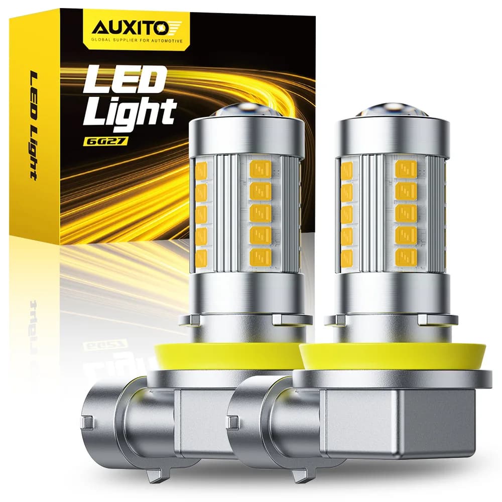 AUXITO 2 pezzi 6G27 H11 fendinebbia LED con lente 3000K giallo H8 H9 H16JP 12V 360 Canbus fendinebbia mini lenti per proiettori ad alta potenza