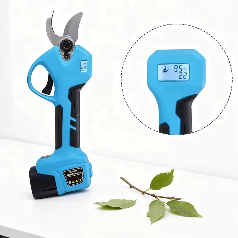 Electric Power Scissors Rechargeable with LCD Display, Cut 25mm, Plastic Handle Fai-da-Te, Non-slip Grip, Garden Tree Pot