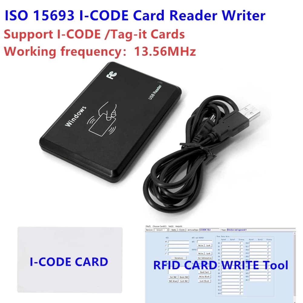 ISO15693 13.56MHZ RFID NFC ICODE HF lettore di schede scrittore programmatore con SDK per I-CODE2 Tag it 15693 Develop