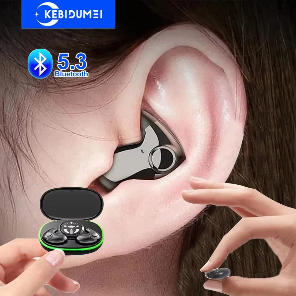 TWS Bluetooth 5.3 Wireless Earphone Invisible Sleep Headphones Hidden Earbuds IPX5 Waterproof Noise Reduction Sports Headset
